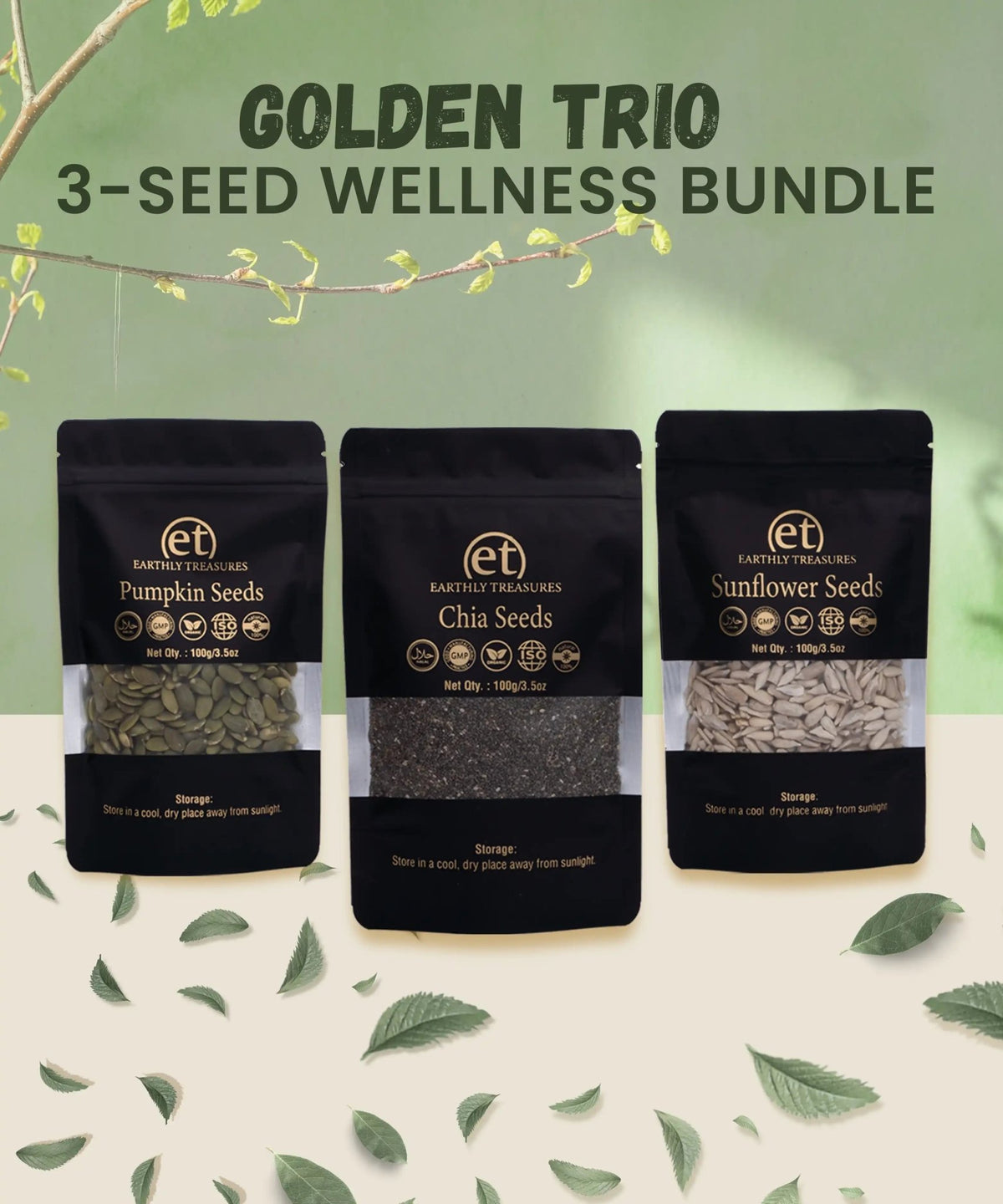 Golden Trio – Daily Vitality Seed Pack - Earthly Treasures