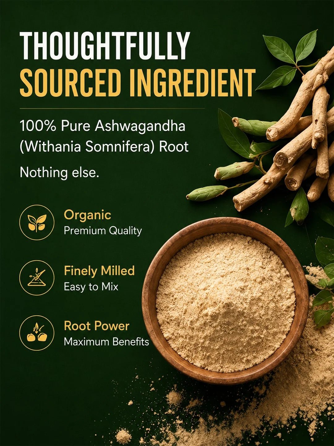 Organic Ashwagandha Root Powder 150g - Earthly Treasures