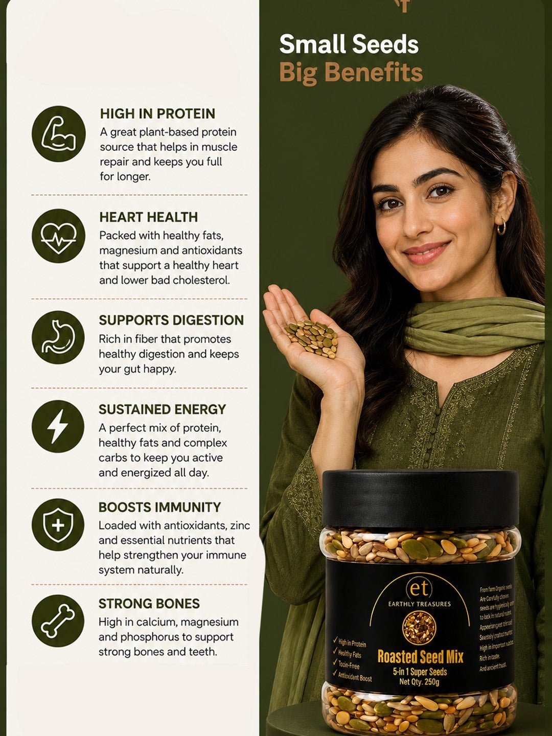 Roasted 5-in-1 Super Seeds Mix - Earthly Treasures